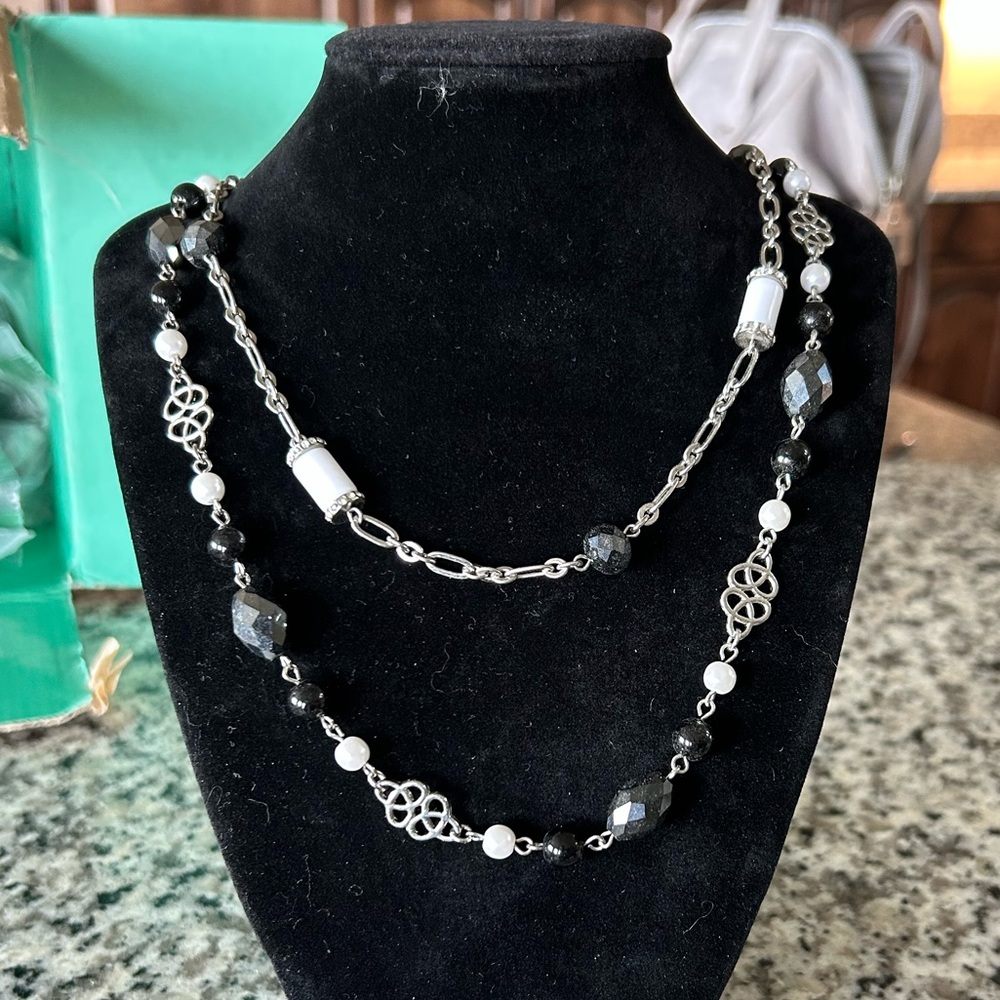 Lia Sophia Silver and Black Beaded Necklace
